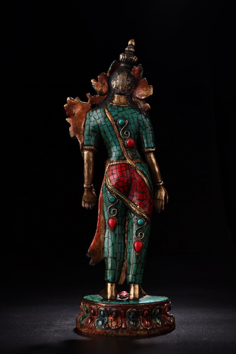 ◇古寳堂◇清 銅製 描金 廣目天王像 仏教古美術 供養品 極細工 古置物