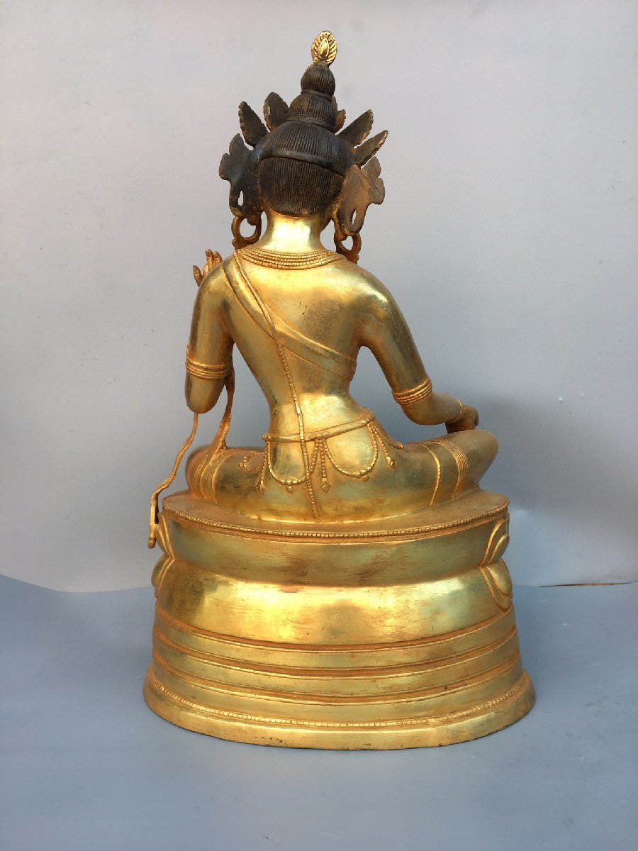 ◇古寳堂◇清 銅製 塗金 綠度母像 仏教古美術 供養品 極細工 古置物 古