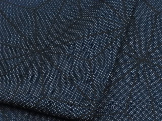 花美人□本場大島紬 7マルキ 泥染 麻の葉文様 逸品 tw2267