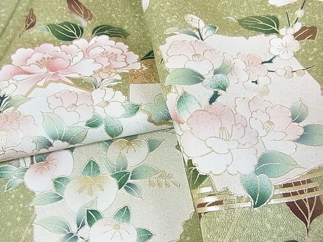 花美人□訪問着破れ色紙吉祥花文金彩逸品op3786 | JChere雅虎拍卖代购