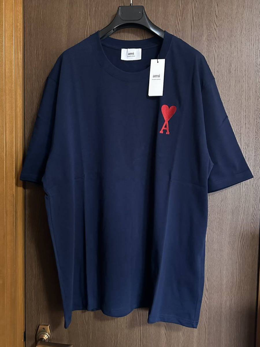 濃紺XXL新品 AMI Paris グラフィック ブランドロゴ Tシャツ sizeXXL アミ パリス ami alexandre mattiussi  半袖 カットソー ダークネイビー
