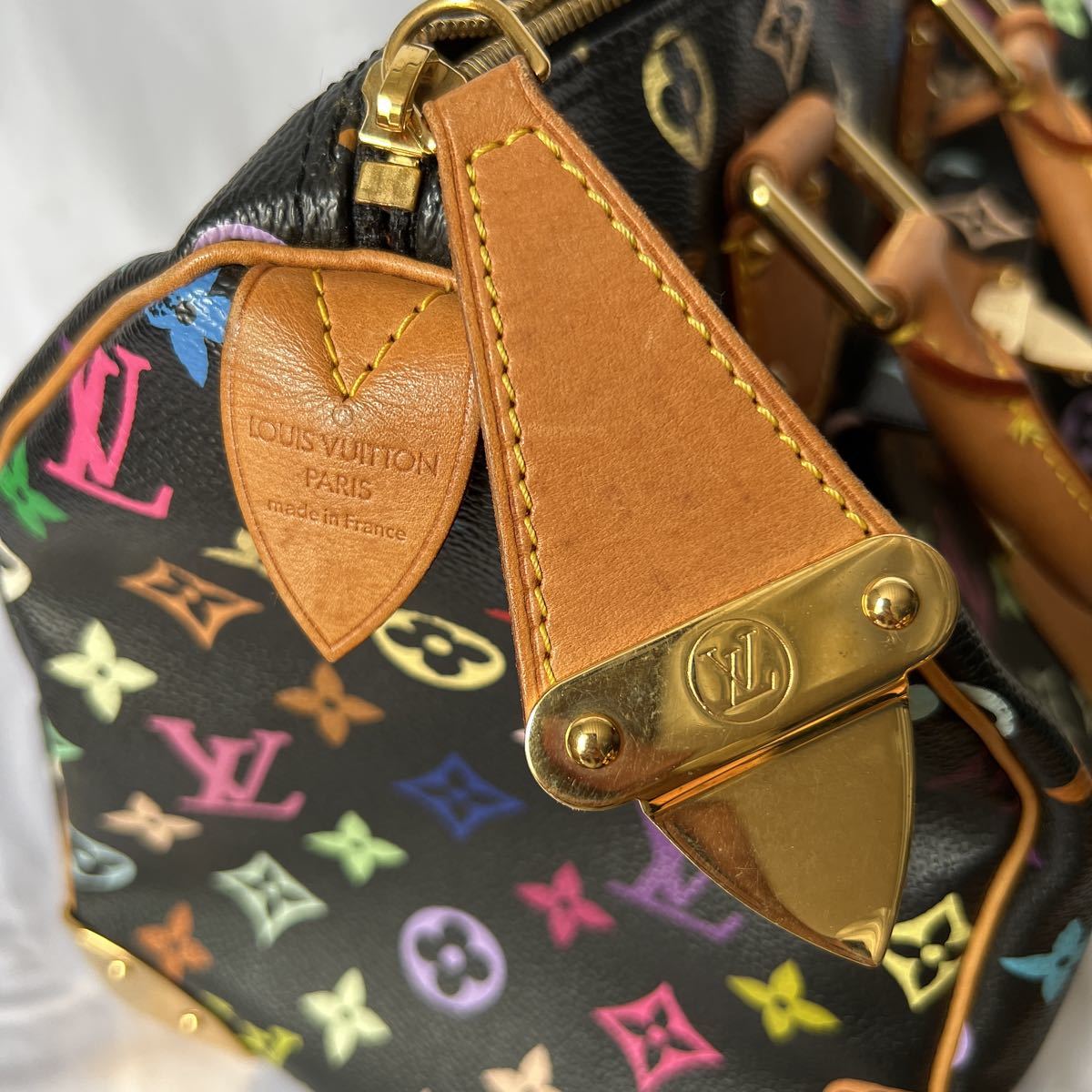 ▽【1円スタート】LOUIS VUITTON ルイヴィトン モノグラム マルチカラー スピーディ30 ノワール M92642 ハンドバッグ バッグ 黒 LV_画像10