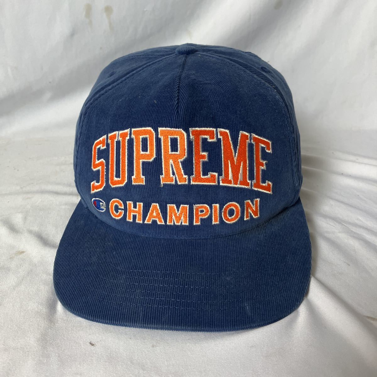 ▼【1円スタート】Supreme × Champion ×Champion キャップ/-/ポリエステル/BLU/プリント_画像1