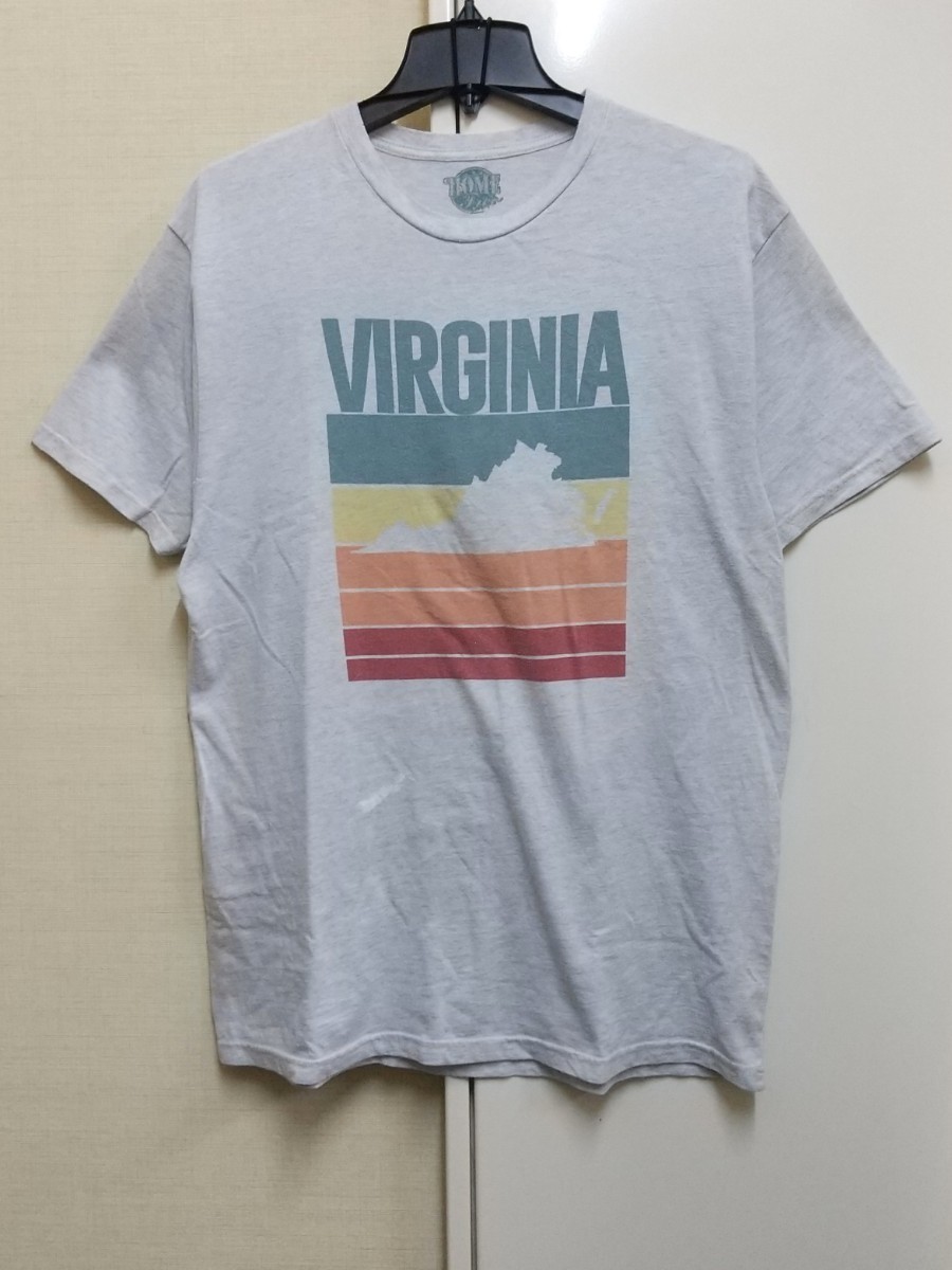 [送料無料](t21d3)Lバージニアvirginia地名地形usaアメリカ輸入古着半袖プリントTシャツ/ビンテージ風_画像1