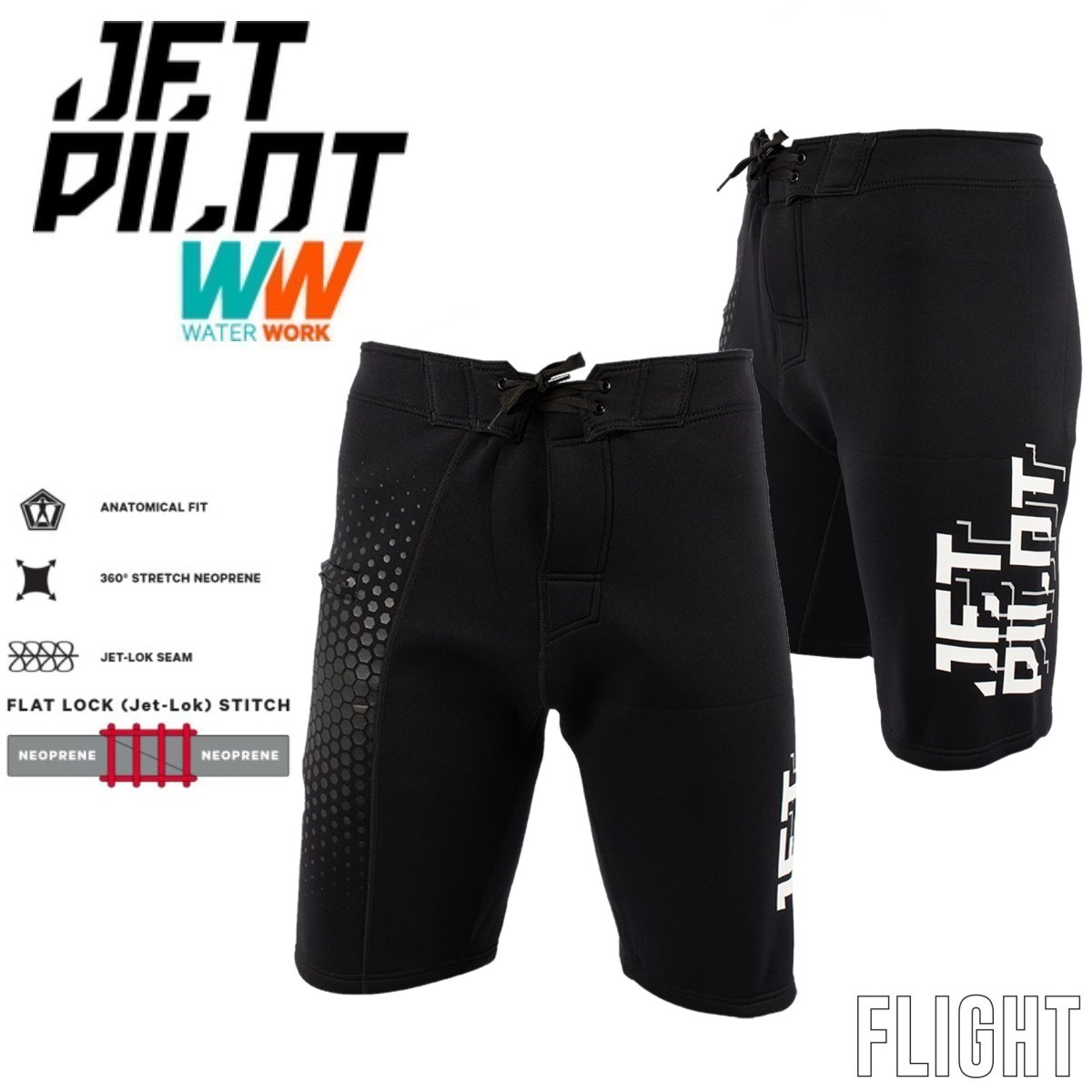 ジェットパイロット JETPILOT 海パン ネオプレン 送料無料 フライト ネオ ボードショーツ JA22900-1 ブラック/ホワイト L