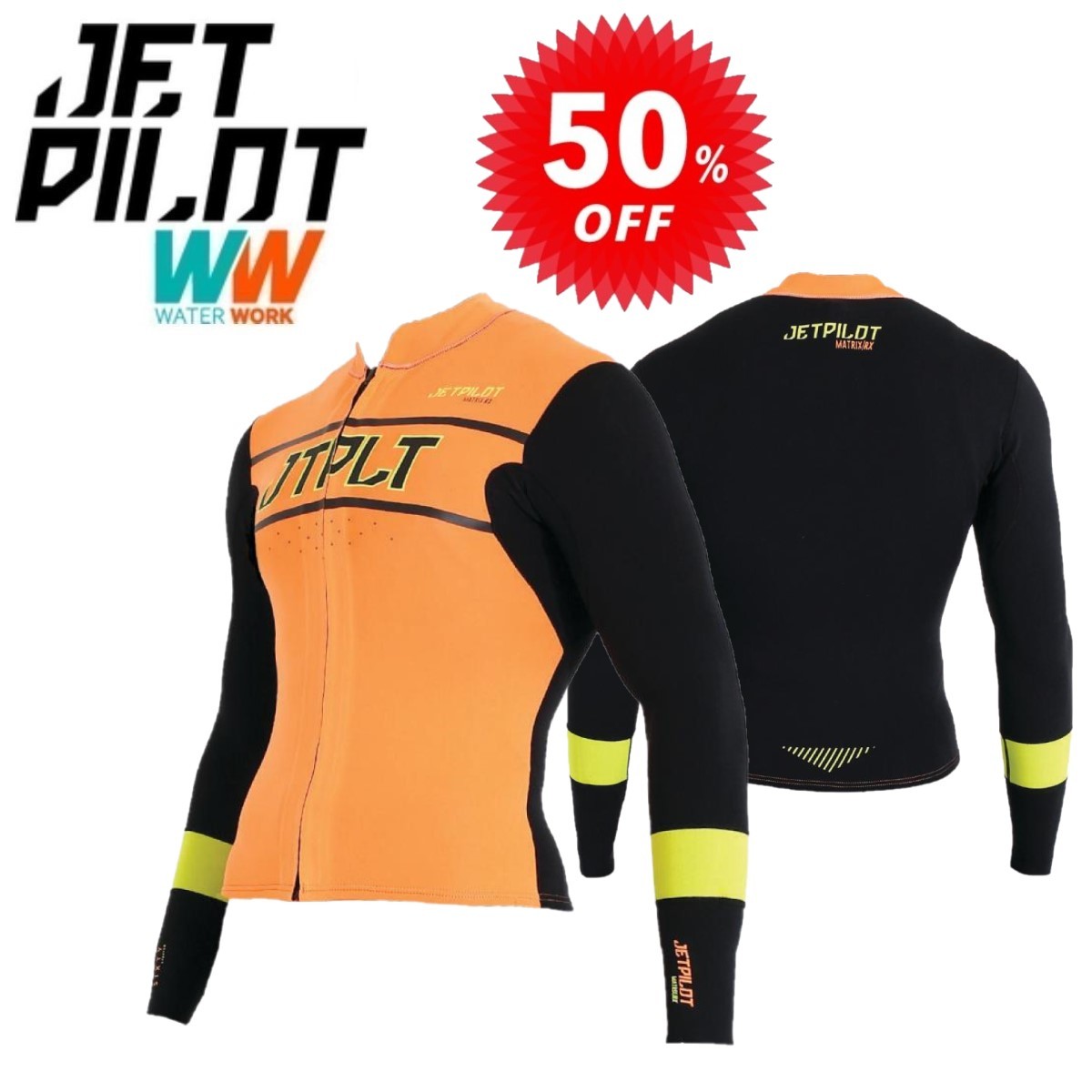 ジェットパイロット ウェットスーツ セール 50%オフ 送料無料 RX レース ジャケット JA20156 ブラック/オレンジ XL
