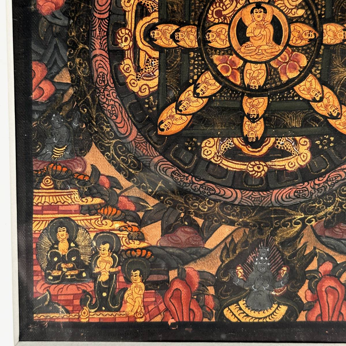 チベット仏教美術 曼荼羅 マンダラ 仏画 タンカ 肉筆 絵画 額装品 3号