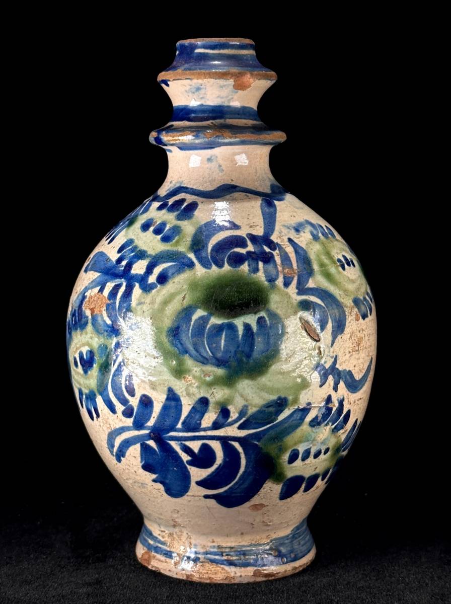 ヨーロピアンアンティーク フラワーベース 陶器製 ハンドペイント 花瓶 一輪挿し コレクター収蔵品！ 幅13.5cm 奥行き11.5cm 高さ20cm_画像3