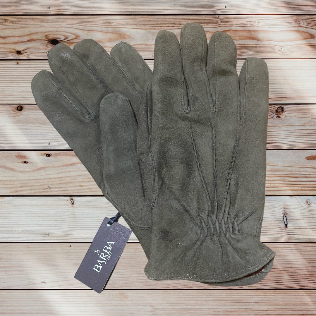  new goods regular price 24,200 jpy BARBA / bar ba suede leather cashmere lining glove gloves size 9 beige Italy made 