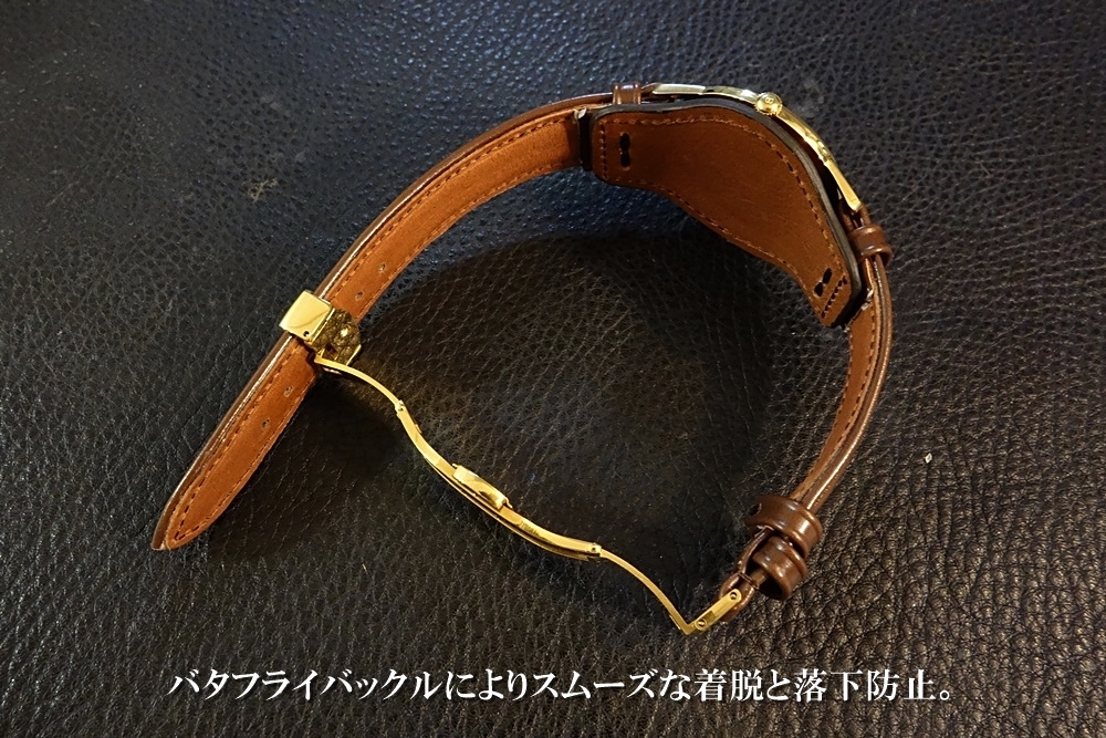 ◆台座付 D-Buckle Vintage Belt◆フランス産カーフ Custom Order(台座SIZE/BUCKLE COLOR) 18mm CHOCOLATE BROWN 受注生産 腕時計ベルト_画像8