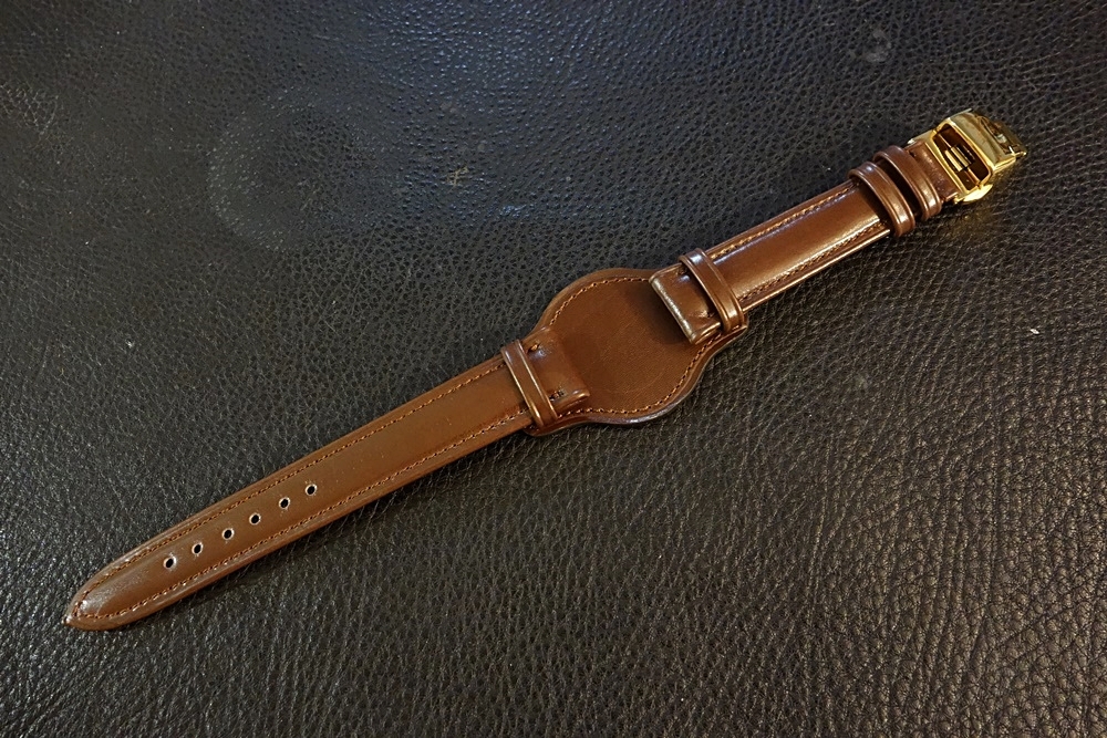 ◆台座付 D-Buckle Vintage Belt◆フランス産カーフ Custom Order(台座SIZE/BUCKLE COLOR) 18mm CHOCOLATE BROWN 受注生産 腕時計ベルト_画像1