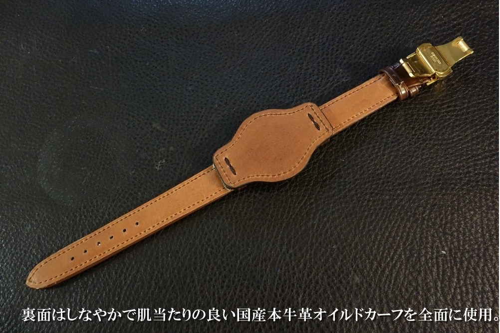 ◆台座付 D-Buckle Vintage Belt◆フランス産カーフ Custom Order(台座SIZE/BUCKLE COLOR) 18mm CHOCOLATE BROWN 受注生産 腕時計ベルト_画像6