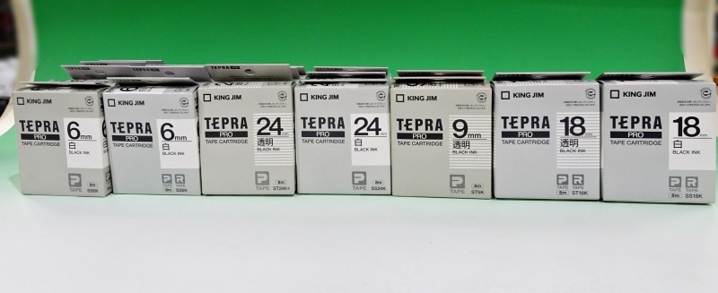 ★未使用品 テプラPRO テープカートリッジ (幅6mmSS6K 9本 9ｍｍST9K 2本 18ｍｍSS18K.ST18K各1本 24mmST24K.SS24K各3本★