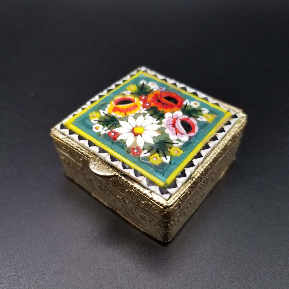正規品販売! MILLEFIORI イタリア 花 モザイク マイクロ ヴィンテージ 真鍮製