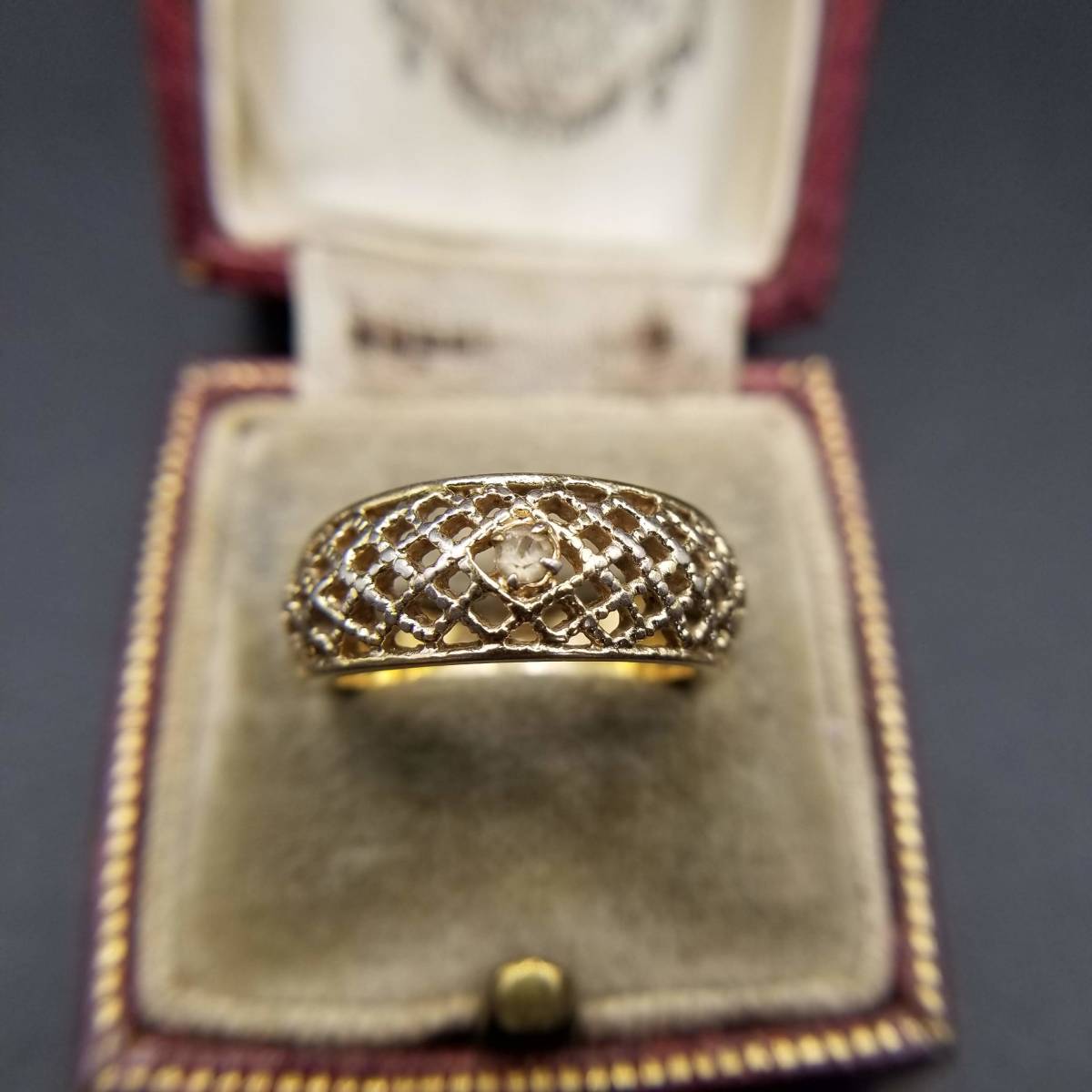 AVON net band ring Vintage ring Gold tone fili Gree ring costume jewelry knitting Y6-N②B