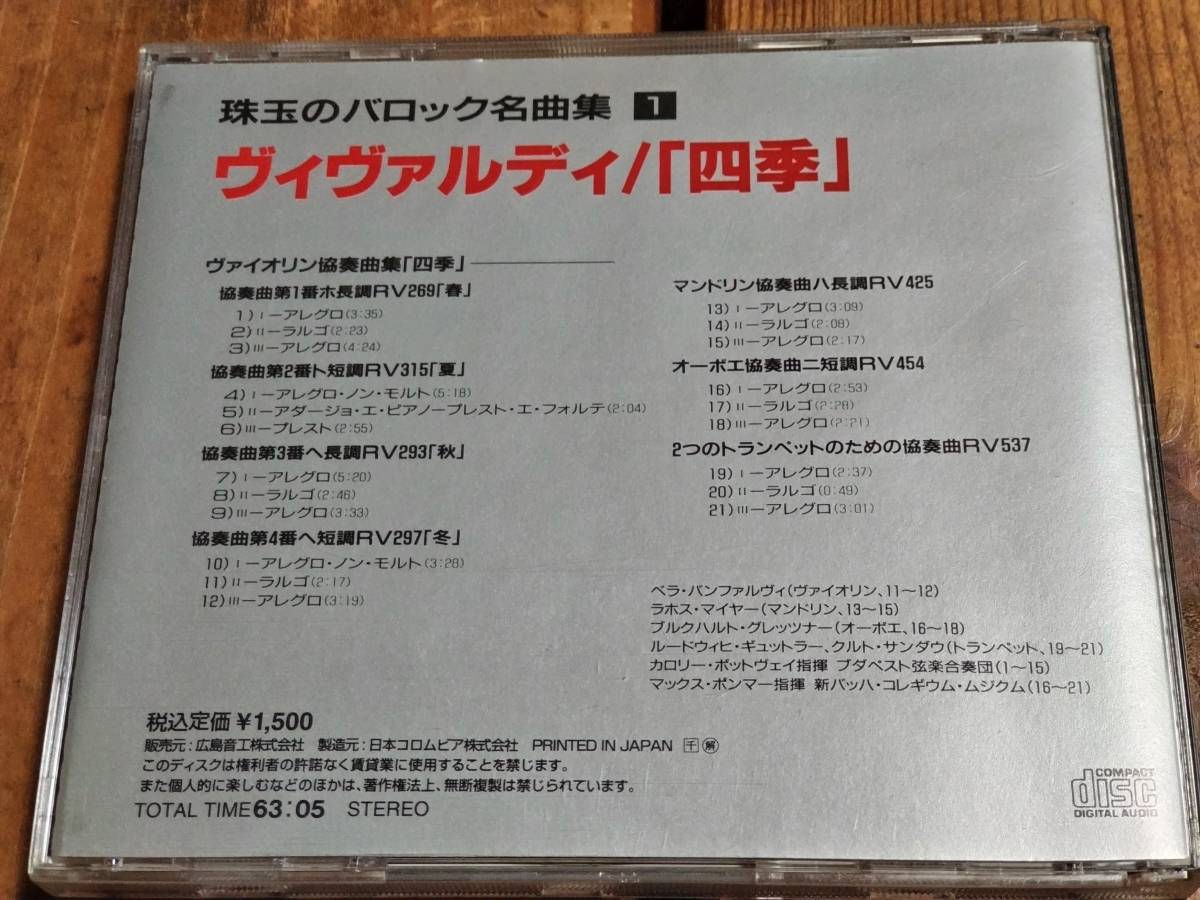 GES-20031 中古 帯付 ヴィヴァルディ 「四季」 珠玉のバロック名曲集　青のオーケストラ_画像2