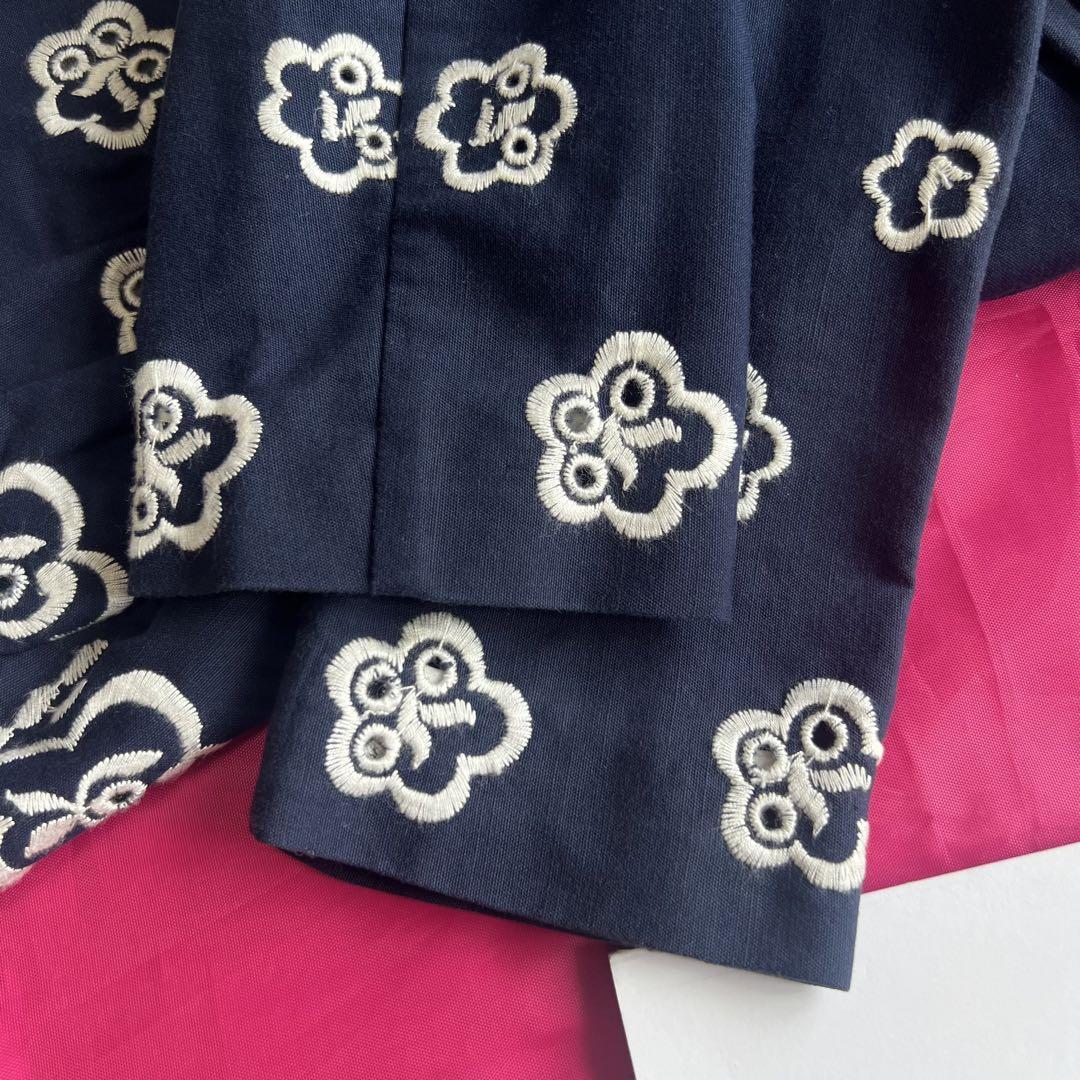 美品】MIU MIU 刺繍ジャケット ネイビー 40 襟 ミュウミュウ L 紺