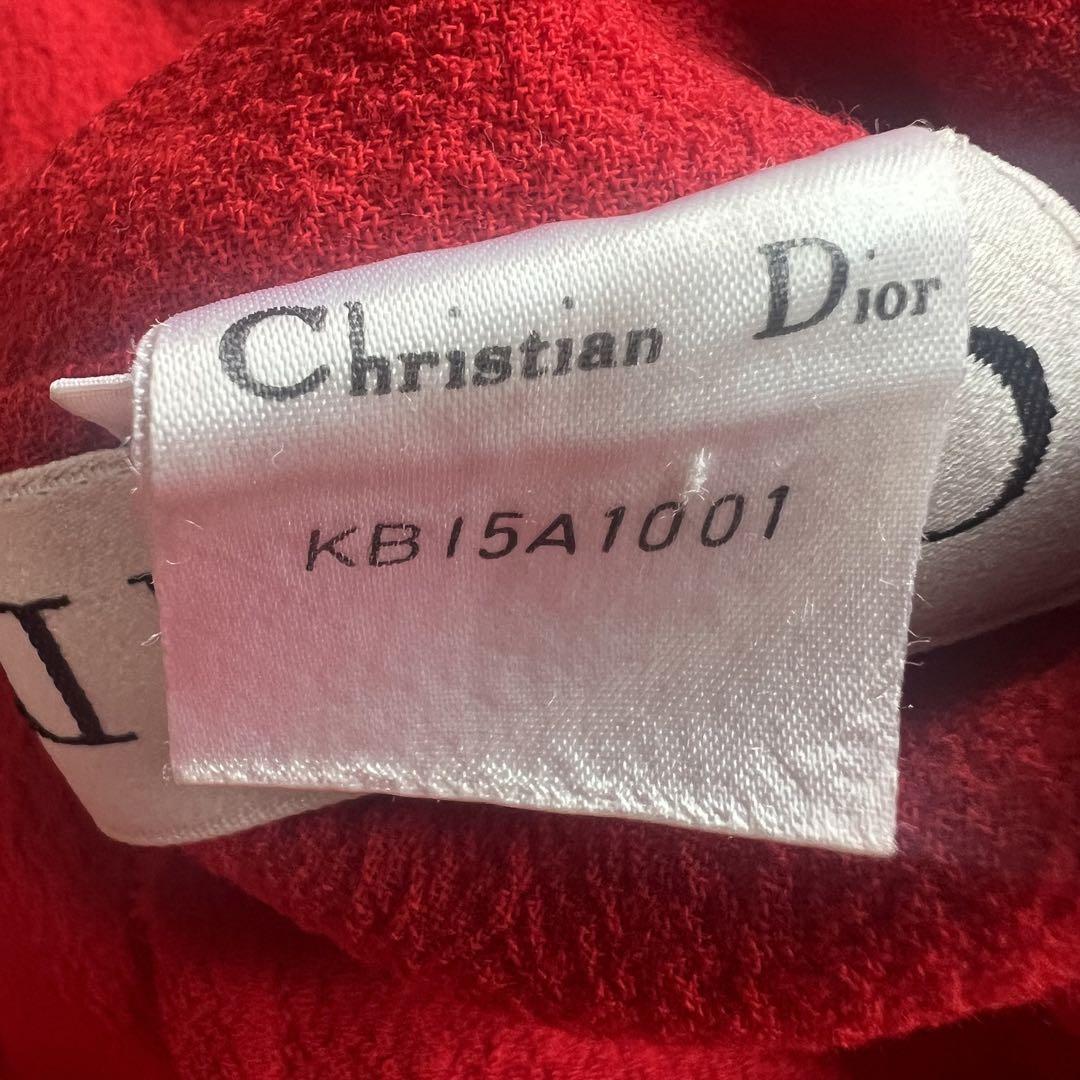 【良品】Christian Dior リネンライクジャケット レッド M クリスチャンディオール 赤 シングルボタン