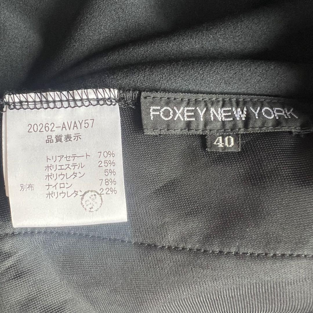 【美品】FOXEY NEW YORK ロングベルベットワンピース ブラック 40 フォクシーニューヨーク L 黒 ベロア ノースリーブ Ｖネック_画像6