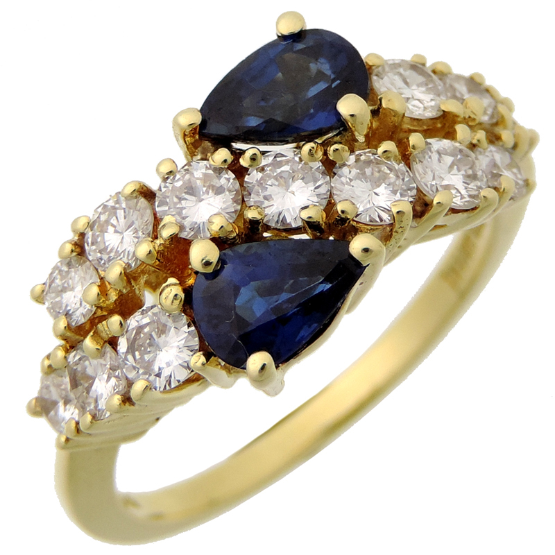 ［飯能本店］TIFFANY&Co. ティファニー サファイア ダイヤモンド リング・指輪 750イエローゴールド 13号 ブルー レディース DH75434