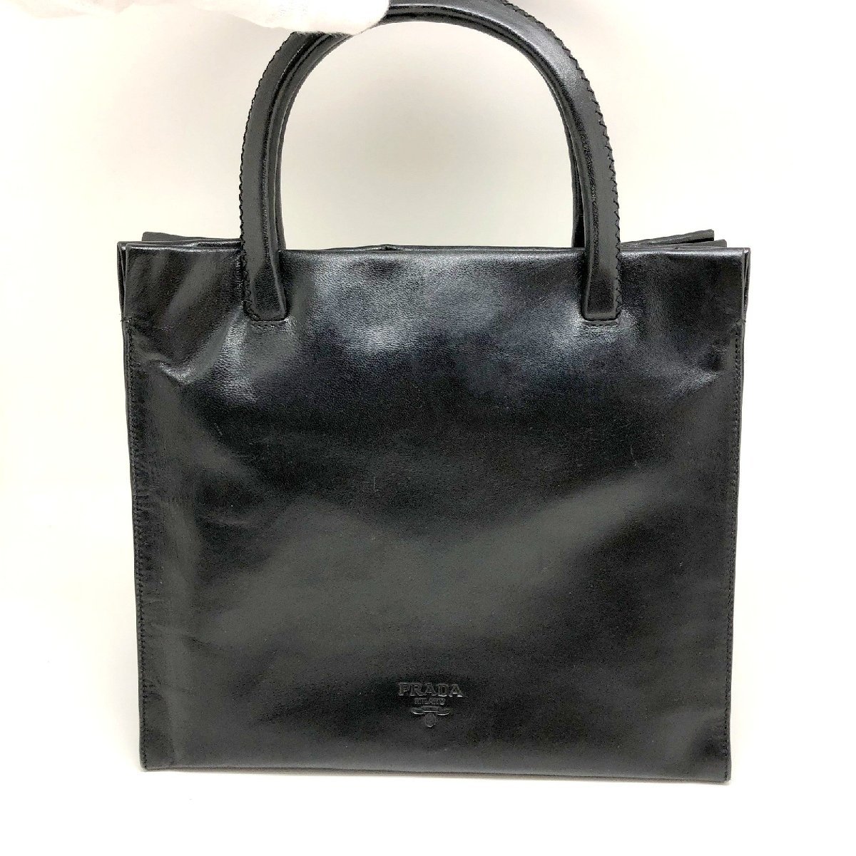 PRADA プラダ 【4922D】 レザー トートバッグ ブラック シルバー金具 レディース