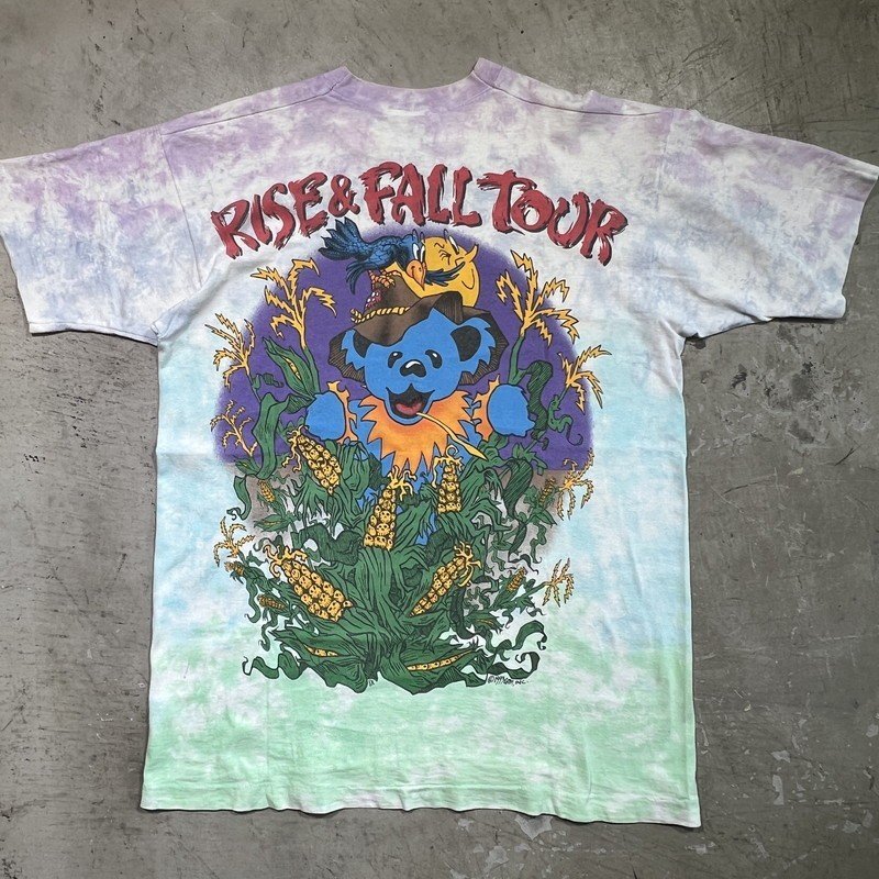 GRATEFUL DEAD グレイトフルデッド 【men2670H】 90's RISE&FALL TOUR 1993 ツアーTee タイダイ LIQUID BLUE リキッドブルー L USA製 AG_画像7