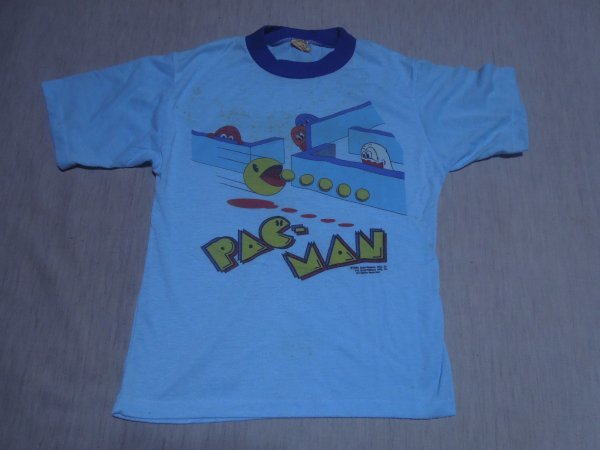 ★■８０年代ビンテージ■Sears■パックマンTシャツ黒US　Boy's L16-18■シングルステッチゲームTシャツ_画像1