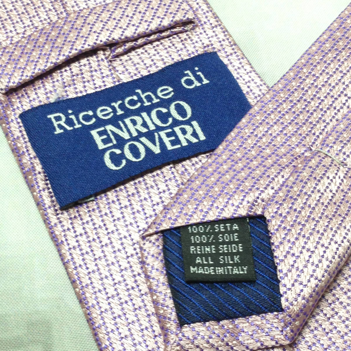 エンリココベリ ENRICO COVERI 美品 微光沢 ネクタイ イタリア製 シルク100% パターン柄 ピンク系 V-008055 ゆうパケット_画像4