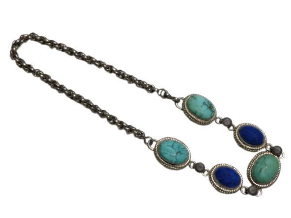  Asian turquoise lapis lazuli silver choker (CHO-5)