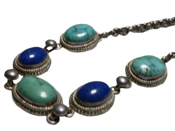  Asian turquoise lapis lazuli silver choker (CHO-5)