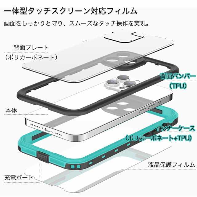 iPhone12【レッド】 ケース 完全防水 スマホケース 完全防水 ケース 耐衝撃 カバー クリア ケース ブランド ストラップ付き 頑丈_画像6