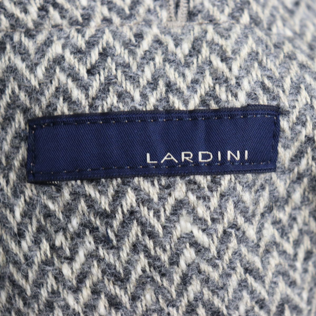 美品◆LARDINI ラルディーニ ヘリンボーン柄 ウール×コットン チェスターコート/ロングコート グレー 42 イタリア製 正規品 メンズ◎_画像6