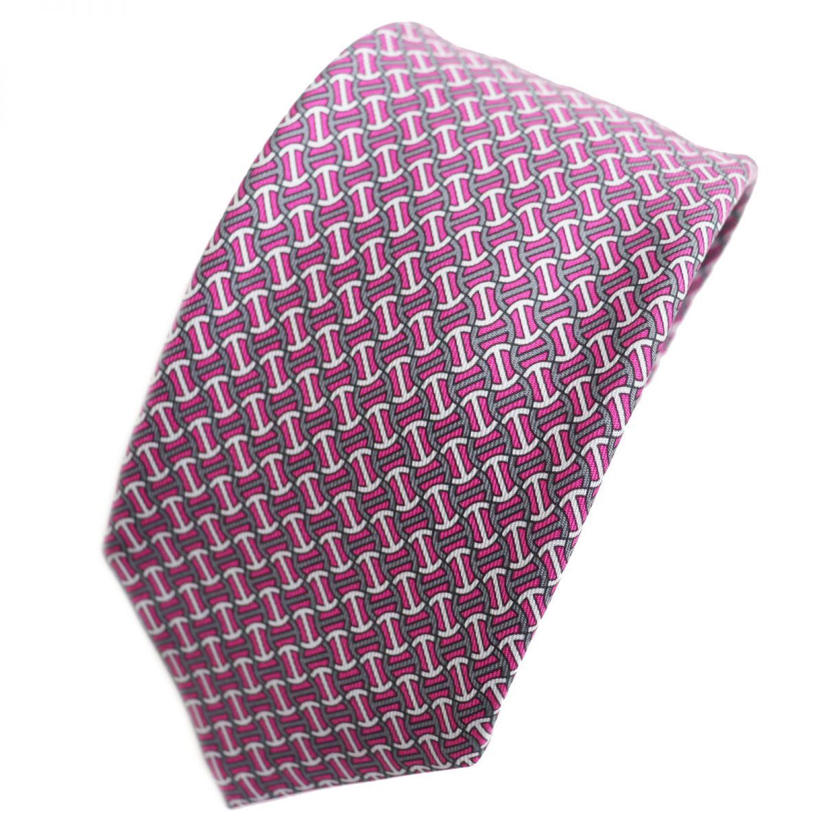 極美品○HERMES エルメス 605719 シルク100% H/ロゴ総柄 ネクタイ