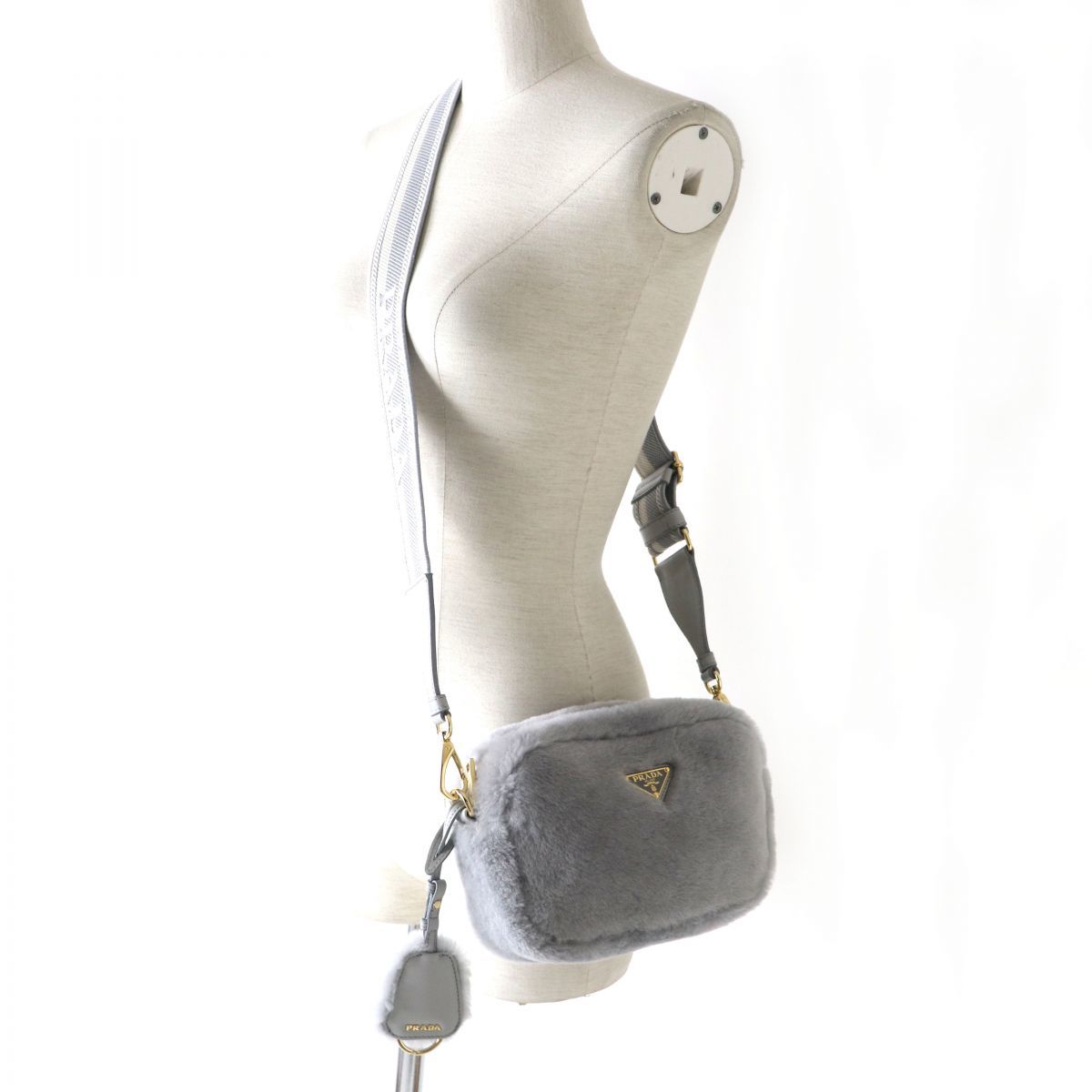 未使用◎PRADA プラダ 1BH192 シアリング シープスキン 2WAY