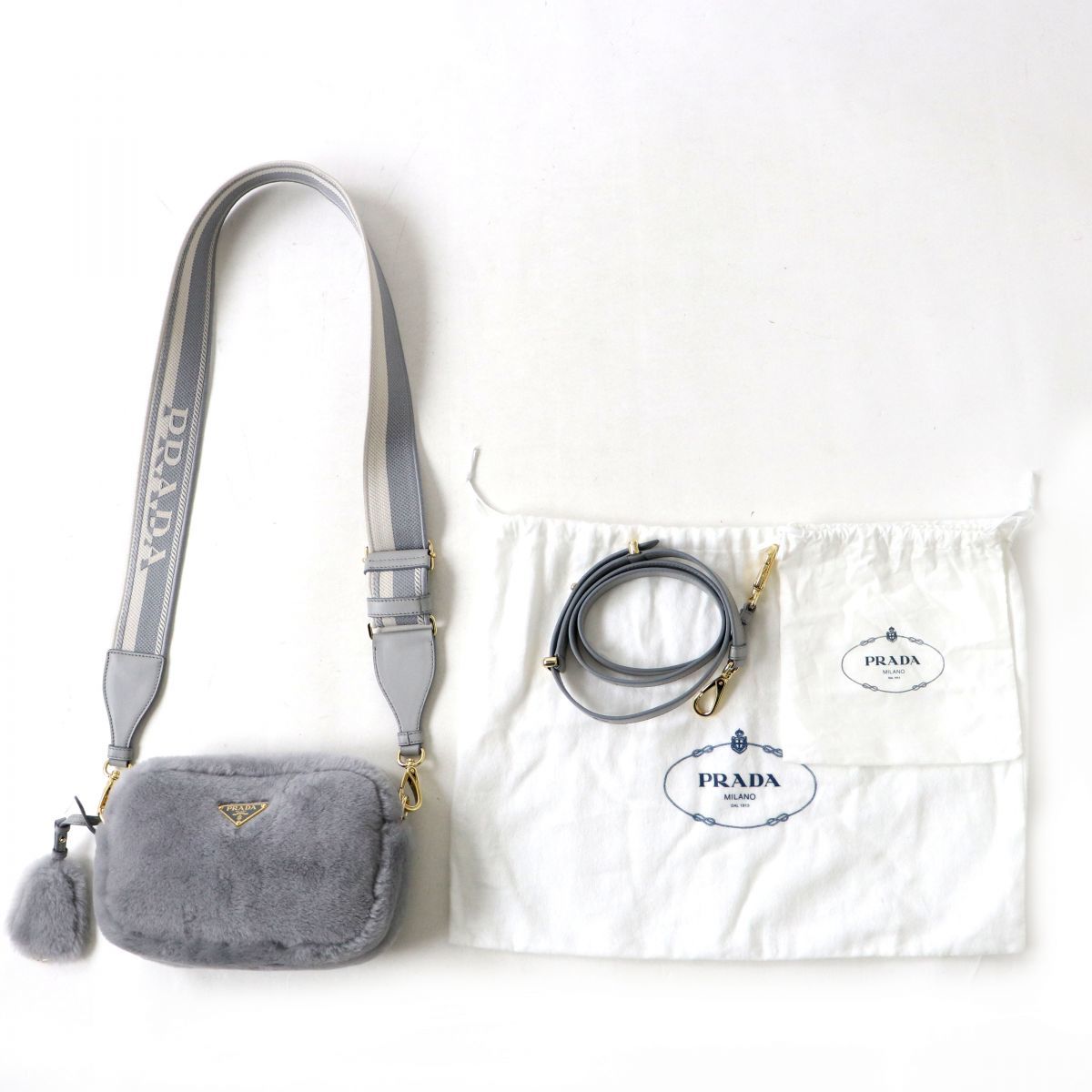 未使用◎PRADA プラダ 1BH192 シアリング シープスキン 2WAY