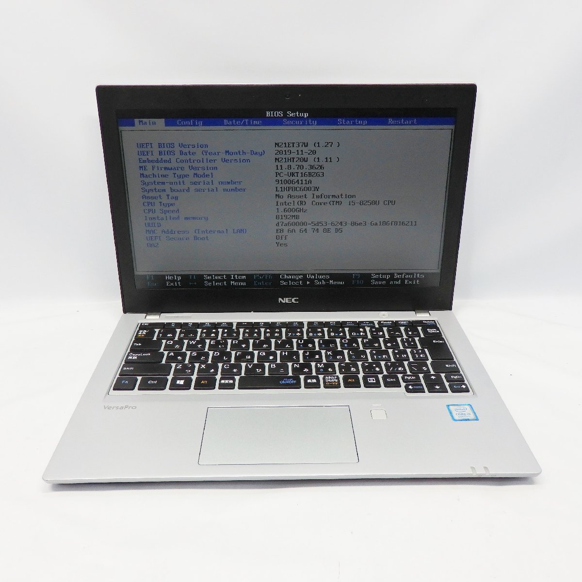NEC VersaPro VKT16B-3 Core i5-8250U 1.6GHz/ 8GB/SSD256GB/12インチ