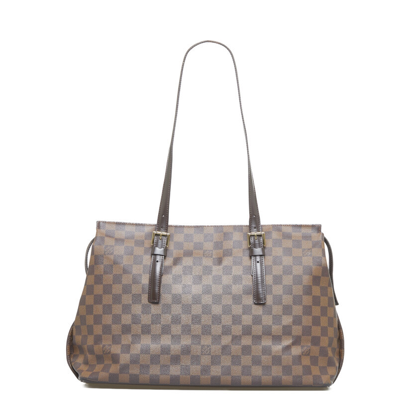 ルイ ヴィトン ダミエ チェルシー トートバッグ ショルダーバッグ N51119 ブラウン PVC レザー レディース LOUIS VUITTON 【中古】_画像1