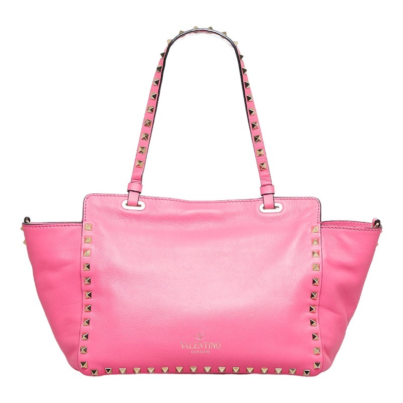 ヴァレンティノ ロックスタッズ ハンドバッグ ショルダーバッグ 2WAY ピンク レザー レディース VALENTINO 【中古】_画像4