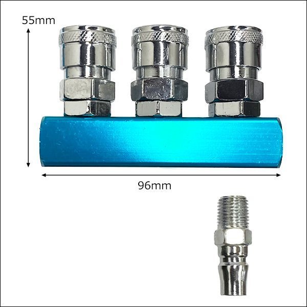 3連分岐 エアーカプラ (19) ワンタッチジョイント 1/4”カプラー メール便送料無料/20Ξ_画像2