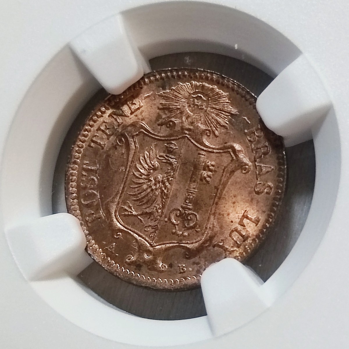 準々最高鑑定 NGC MS63RB 1847 銅貨 スイス ジュネーブ 1サンチーム