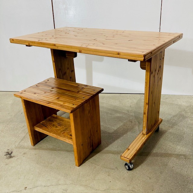 ☆岩手花巻発☆□品□ 梅里竹芸 デスク スツールのセット □引き取り