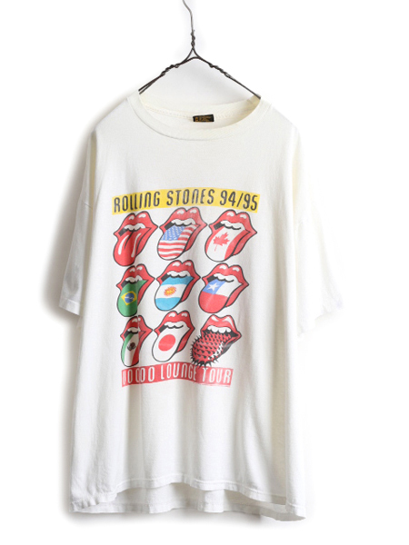 90s USA製 ★ ローリング ストーンズ 両面 ツアー プリント Tシャツ ( メンズ XL ) 90年代 The Rolling Stones 当時物 バンド BROCKUM 白