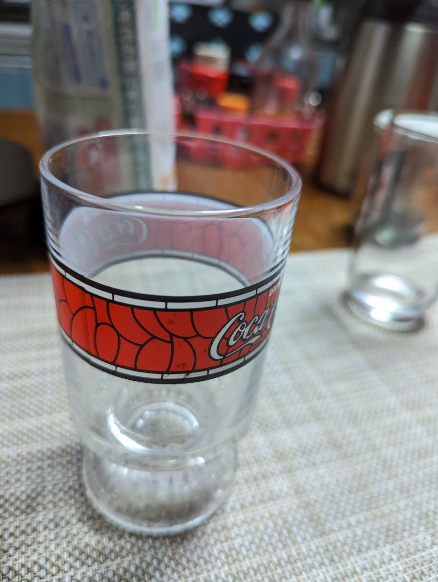 ティファニー模様グラス - コカ・コーラ 昭和レトロ キリンビール 高さ グラス Coca Cola Glass