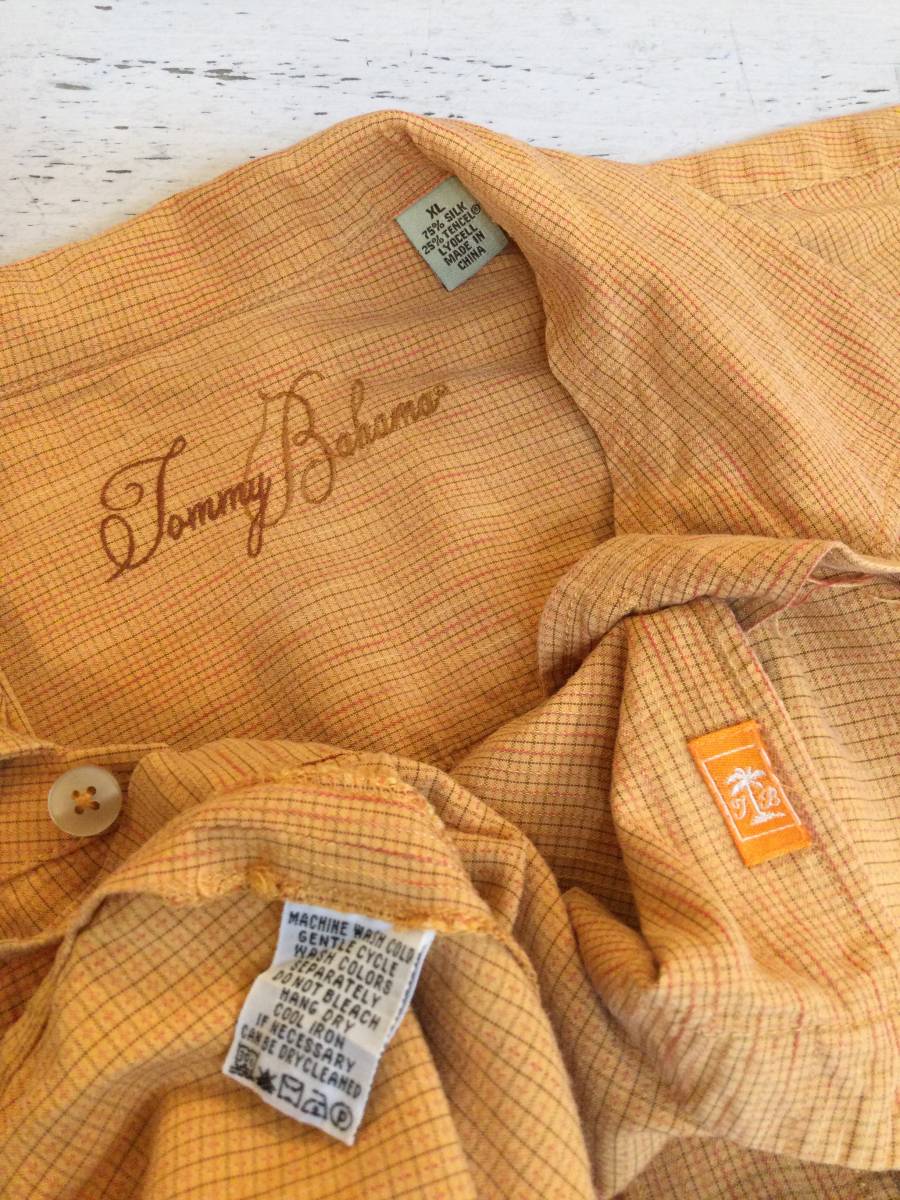 Tommy Bahama トミーバハマ 美品 シルクシャツ シルク×テンセル 半袖シャツ メンズXL 良品綺麗の画像10