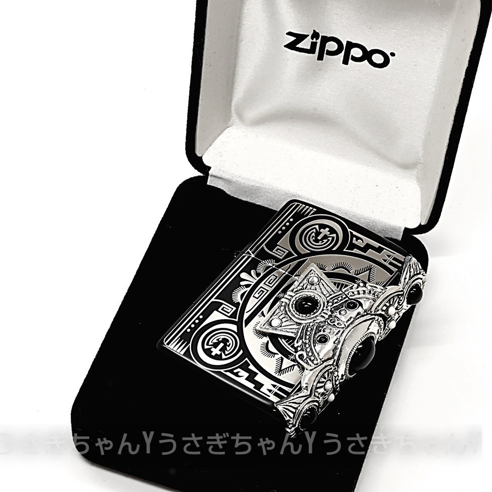 zippo☆インディアンスピリットBK☆クロスメタル☆天然石☆ジッポ ライター