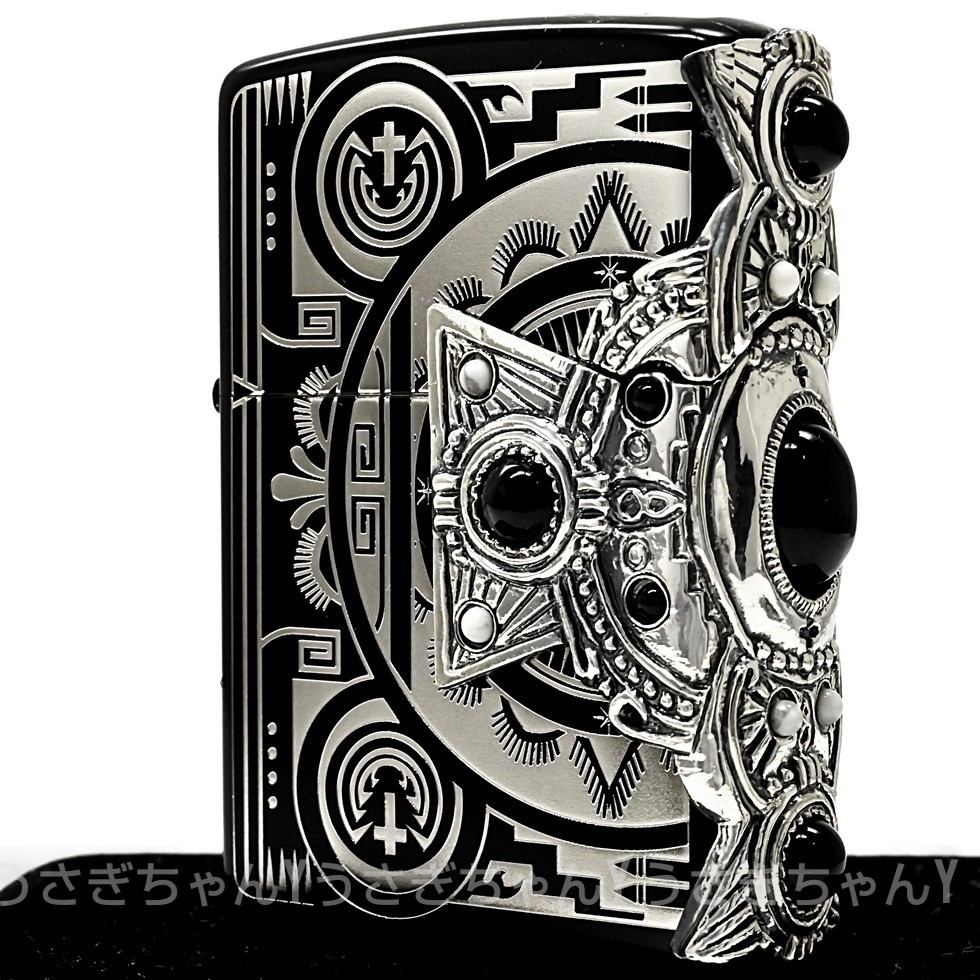 zippo☆インディアンスピリットBK☆クロスメタル☆天然石☆ジッポ ライター