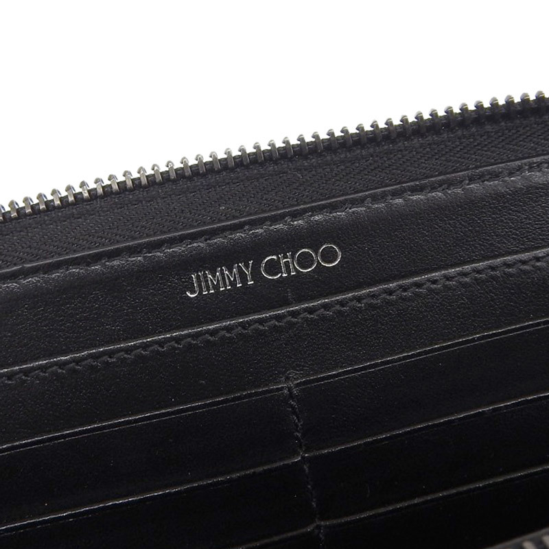 ジミーチュウ JIMMY CHOO ラウンドファスナー 長財布 スタースタッズ レザー グレー 長財布 CARNABY 中古 新入荷 OBB0502_画像6