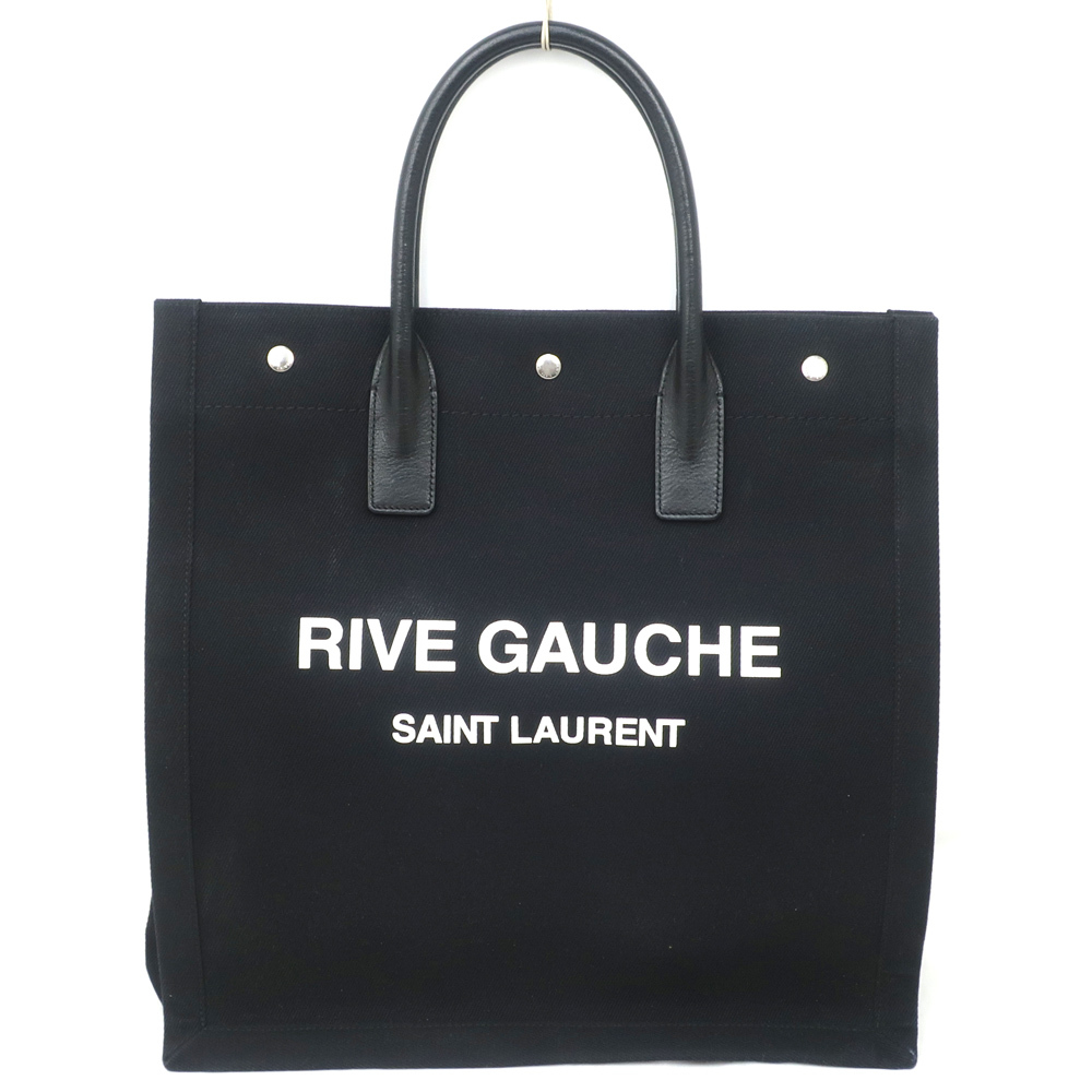 【名東】サンローラン リヴ・ゴーシュ トートバッグ RIVE GAUCHE キャンバス プラック 黒 ロゴ