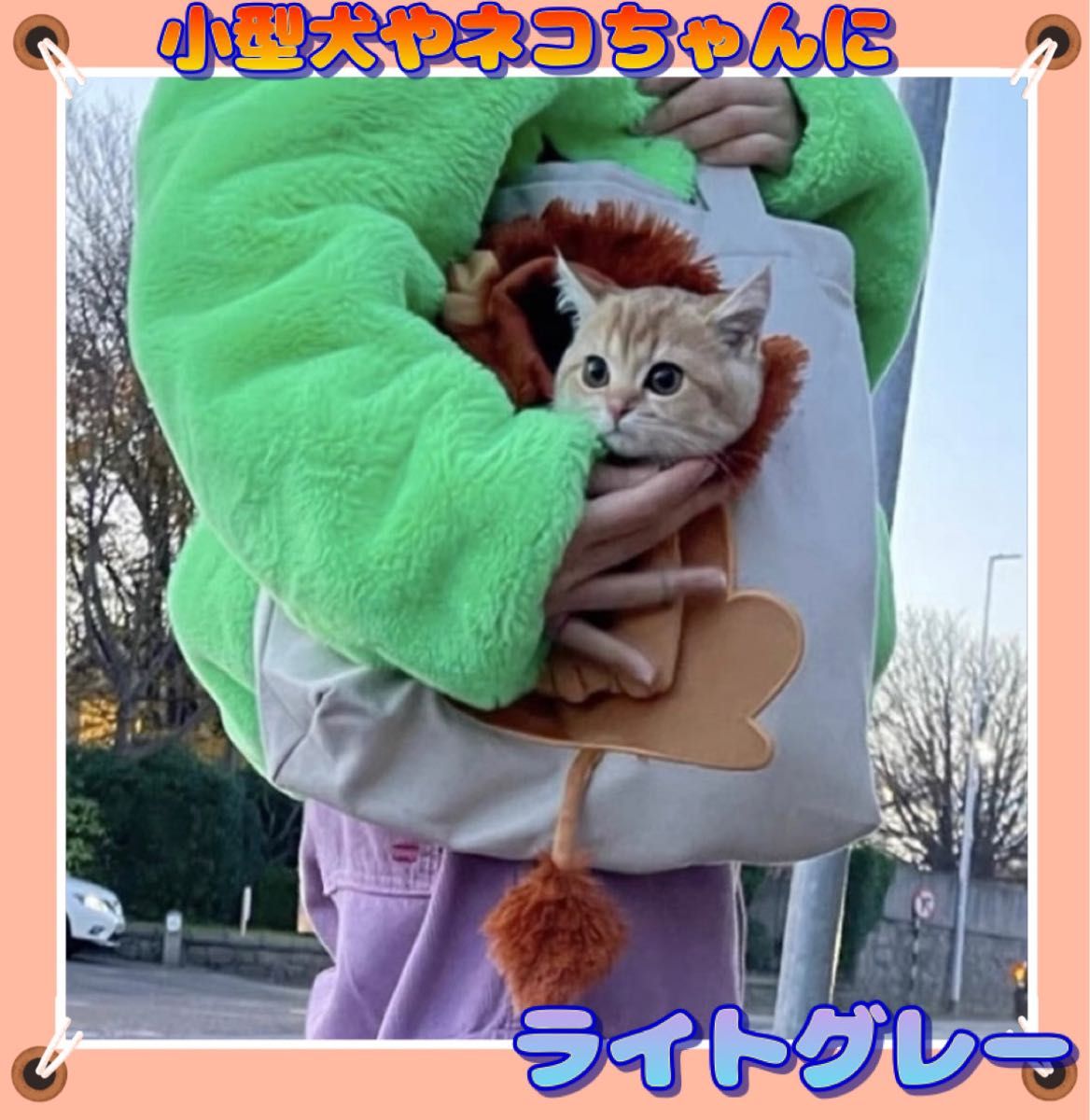 評判 ペット用 顔出し トートバッグ お出かけ 散歩 ライオン TikTok