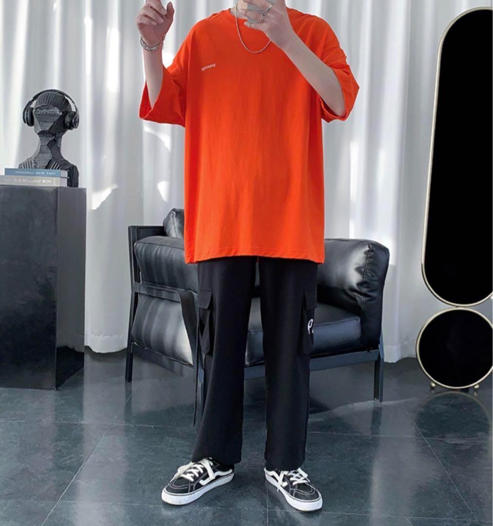 シンプル ワンポイント 半袖 Tシャツ M オレンジ ユニセックス 新品未使用